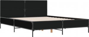 vidaXL vidaXL Rama łóżka, czarna, 150x200 cm, materiał drewnopochodny i metal 2