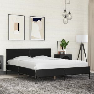 vidaXL vidaXL Rama łóżka, czarna, 150x200 cm, materiał drewnopochodny i metal 3