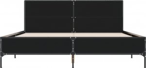 vidaXL vidaXL Rama łóżka, czarna, 150x200 cm, materiał drewnopochodny i metal 4