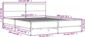 vidaXL vidaXL Rama łóżka, czarna, 150x200 cm, materiał drewnopochodny i metal 9