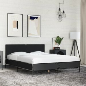 vidaXL vidaXL Rama łóżka, czarna, 120x200 cm, materiał drewnopochodny i metal 3