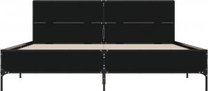vidaXL vidaXL Rama łóżka, czarna, 135x190 cm, materiał drewnopochodny i metal 4