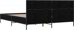 vidaXL vidaXL Rama łóżka, czarna, 135x190 cm, materiał drewnopochodny i metal 6