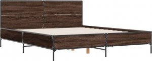 vidaXL vidaXL Rama łóżka, brązowy dąb, 140x200 cm, materiał drewnopochodny 2