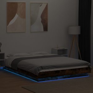 vidaXL vidaXL Rama łóżka z LED, przydymiony dąb, 120x200 cm 3
