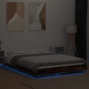 vidaXL vidaXL Rama łóżka z LED, przydymiony dąb, 120x190 cm 3