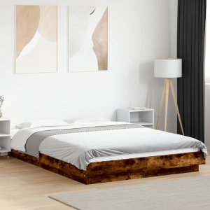 vidaXL vidaXL Rama łóżka z LED, przydymiony dąb, 120x190 cm 4