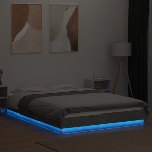 vidaXL vidaXL Rama łóżka z LED, szarość betonu, 120x190 cm 3