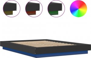 vidaXL vidaXL Rama łóżka z LED, czarna, 120x190 cm, materiał drewnopochodny 6