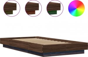 vidaXL vidaXL Rama łóżka z LED, brązowy dąb, 75x190 cm 8