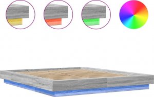 vidaXL vidaXL Rama łóżka z LED, szary dąb sonoma, 150x200 cm 8