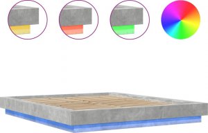 vidaXL vidaXL Rama łóżka z LED, szarość betonu, 150x200 cm 8