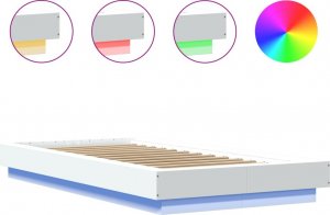 vidaXL vidaXL Rama łóżka z LED, biała, 90x200 cm, materiał drewnopochodny 8