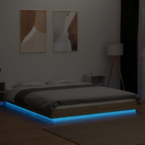 vidaXL vidaXL Rama łóżka z LED, dąb sonoma, 150x200 cm 3