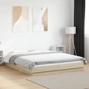 vidaXL vidaXL Rama łóżka z LED, dąb sonoma, 150x200 cm 4