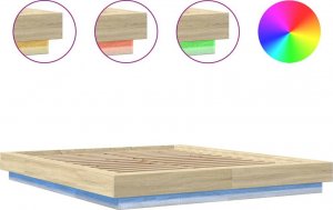 vidaXL vidaXL Rama łóżka z LED, dąb sonoma, 150x200 cm 8