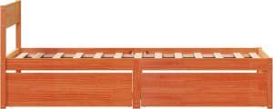 vidaXL Rama łóżka z szufladami, woskowy brąz, 75x190 cm, sosnowa 5