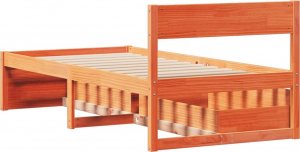 vidaXL Rama łóżka z szufladami, woskowy brąz, 75x190 cm, sosnowa 6