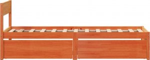 vidaXL Rama łóżka z szufladami, woskowy brąz, 100x200 cm, sosnowa 5