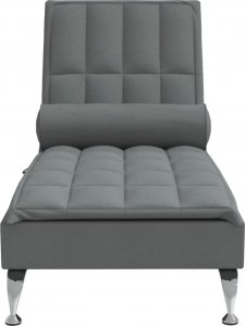 vidaXL Szezlong masujący z wałkiem, ciemnoszary, tapicerowany tkaniną 4