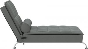 vidaXL Szezlong masujący z wałkiem, ciemnoszary, tapicerowany tkaniną 5