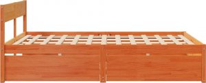 vidaXL Rama łóżka z szufladami, woskowy brąz, 150x200 cm, sosnowa 5
