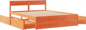 vidaXL Rama łóżka z szufladami, woskowy brąz, 150x200 cm, sosnowa 7