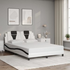 vidaXL Rama łóżka z wezgłowiem, biało-czarna, 140x200 cm 3