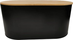 Chlebak kontrast Duży chlebak pojemnik na pieczywo z deską stal+bambus 33,5x19x15 cm czarny 3