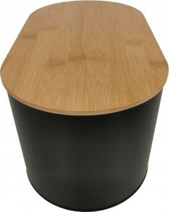 Chlebak kontrast Duży chlebak pojemnik na pieczywo z deską stal+bambus 33,5x19x15 cm czarny 4