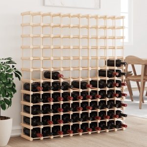 vidaXL Stojak na 120 butelek wina, 112,5x23x123,5 cm, drewno sosnowe 1