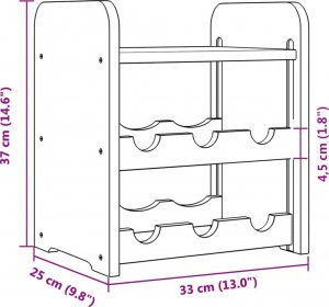 vidaXL vidaXL Stojak na wino, z górną półką, 33x25x37 cm, lite drewno sosnowe 9