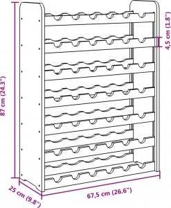 vidaXL Stojak na wino, 67,5x25x87 cm, lite drewno sosnowe 9
