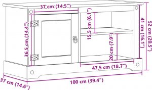 vidaXL Szafka pod TV Corona, 100x37x52 cm, lite drewno sosnowe 9