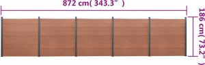 vidaXL Zestaw paneli ogrodzeniowych, brązowy, 872x186 cm, WPC 11
