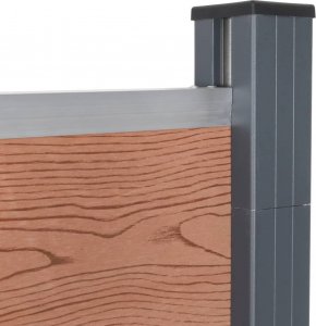 vidaXL Zestaw paneli ogrodzeniowych, brązowy, 872x186 cm, WPC 6