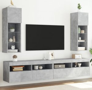 vidaXL Szafki TV, z LED, 2 szt., szarość betonu, 30,5x30x90 cm 1