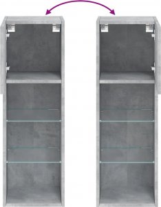 vidaXL Szafki TV, z LED, 2 szt., szarość betonu, 30,5x30x90 cm 12