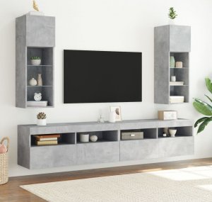 vidaXL Szafki TV, z LED, 2 szt., szarość betonu, 30,5x30x90 cm 3