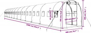 vidaXL Szklarnia ze stalową ramą, zielona, 48 m, 24x2x2 m 12