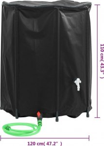 vidaXL Zbiornik na wodę, z kranikiem, składany, 1250 L, PVC 9