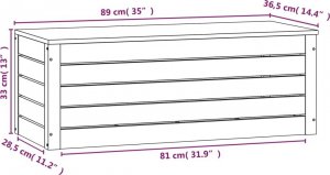 Skrzynia ogrodowa vidaXL Skrzynia do przechowywania, brązowa 89x36,5x33 cm, lita sosna 10