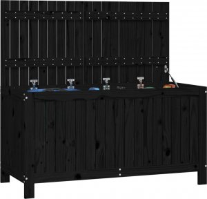 Skrzynia ogrodowa vidaXL vidaXL Skrzynia ogrodowa, czarna, 121x55x64 cm, lite drewno sosnowe 4