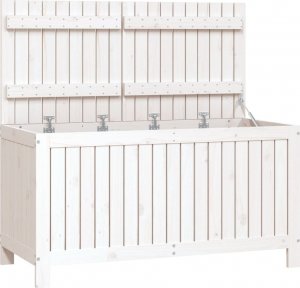 Skrzynia ogrodowa vidaXL vidaXL Skrzynia ogrodowa, biała, 121x55x64 cm, lite drewno sosnowe 2