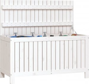 Skrzynia ogrodowa vidaXL vidaXL Skrzynia ogrodowa, biała, 115x49x60 cm, lite drewno sosnowe 4