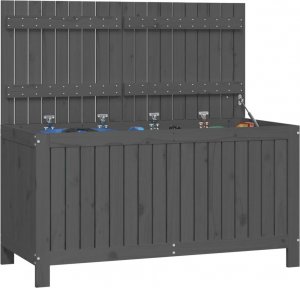 Skrzynia ogrodowa vidaXL Skrzynia ogrodowa, szara, 121x55x64 cm, lite drewno sosnowe 4