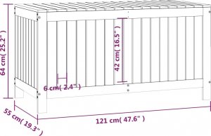 Skrzynia ogrodowa vidaXL Skrzynia ogrodowa, szara, 121x55x64 cm, lite drewno sosnowe 10