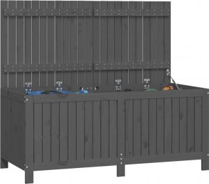 Skrzynia ogrodowa vidaXL Skrzynia ogrodowa, szara, 147x68x64 cm, lite drewno sosnowe 4