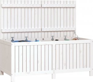 Skrzynia ogrodowa vidaXL Skrzynia ogrodowa, biała, 147x68x64 cm, lite drewno sosnowe 4