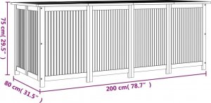Skrzynia ogrodowa vidaXL Skrzynia ogrodowa, 200x80x75 cm, lite drewno akacjowe 5